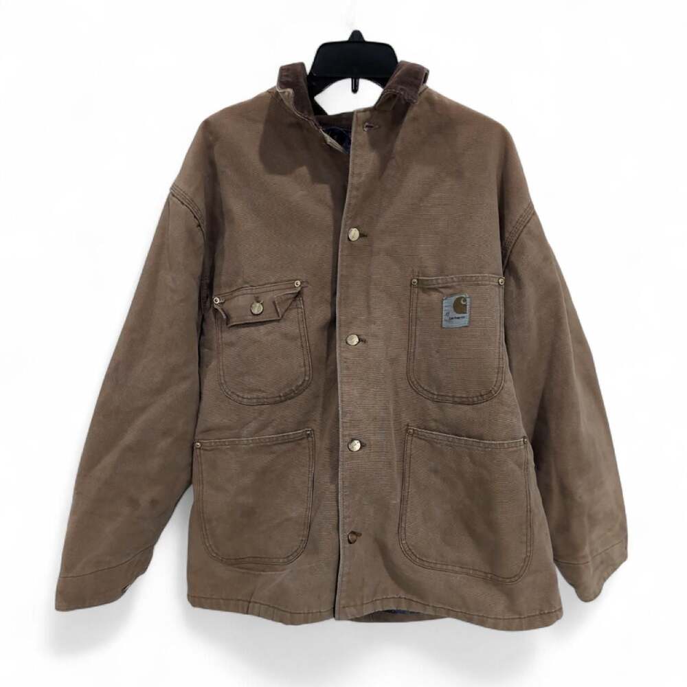 Vintage 90s Carhartt Blanket Lined Duck Chore Coat Brown